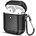 Produktbild HAFEID Schutzhülle passend für Original Apple Airpods Generation 1 und 2 - Air Pods case aus Silikon - Airpod Hülle - Earpods mit Karabiner - Tasche für Air Pod Kopfhörer Carbon Schwarz