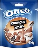 Oreo Crunchy Bites Mini Galletas de Cacao Rellenas de Crema Sabor Vainilla y Cubiertas de Chocolate con Leche 110g (Paquete de 6)