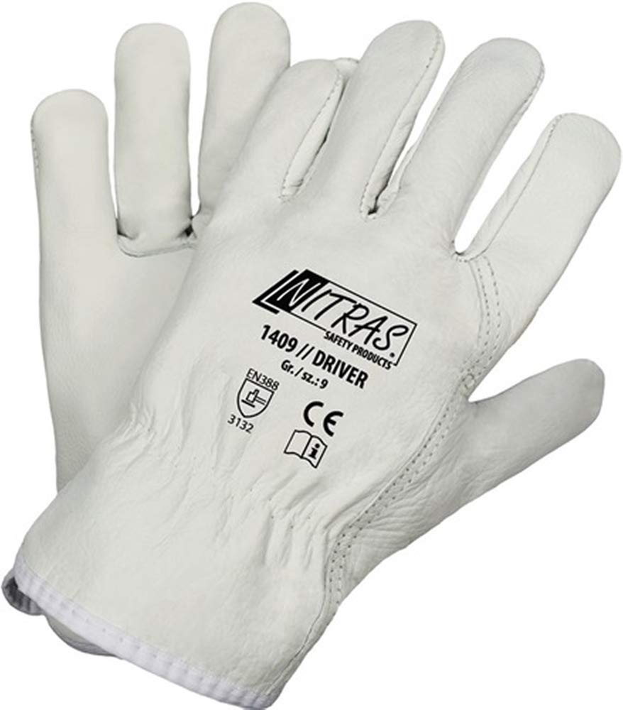 Power&Handel NITRAS Arbeitshandschuhe Driver, Grße 11 grau, Rindvollleder, 12 Paar