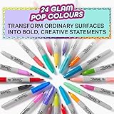 Sharpie Glam Pop Permanent Markers | Fine Point for Bold Details | Assorted Vibrant Colours | 24 Marker Pens - Image 2