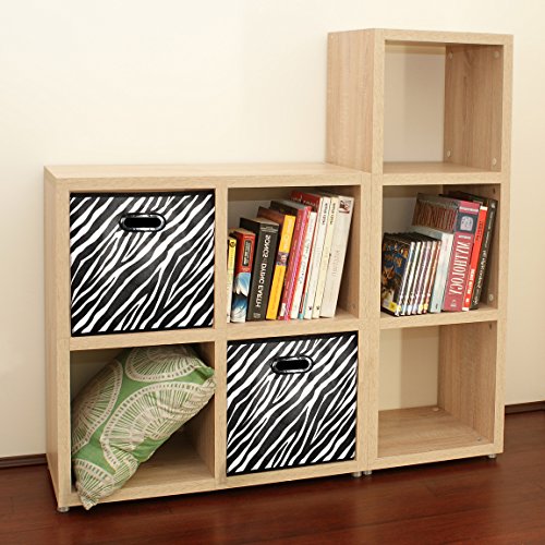 Prorighty [4-Pack, Zebra Pattern] Storage Bins, Containers, Boxes, Tote, Baskets|Black&White Collapsible Storage Cubes Nursery Office Organization | 12inch Cubes - Thumbnail 3