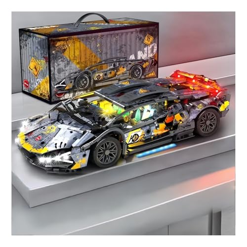1:14レゴのリモコンのレーシングカーの組の机械組に互換性がありますクールな外観のスーパーカーの模型のリモコンの電源+ +豪華な照明の男の子と女の子の誕生日の贈り物を組み立てます (B)