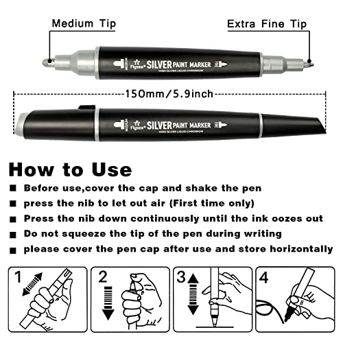 Brusarth Liquid Mirror Chrome Marker Paint Set, Diy Silver Art Liquid Mirror Chrome Marker Pen For On Any Surface (0.7 & 3.0Mm Dual Tip) #TOP5