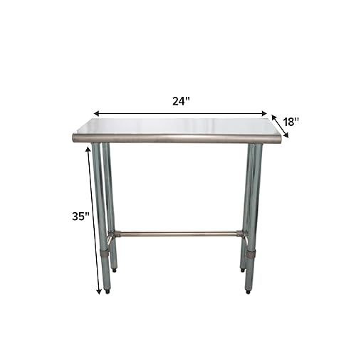 Vista 30 de Mesa de trabajo de acero inoxidable de base abierta con galvanizado