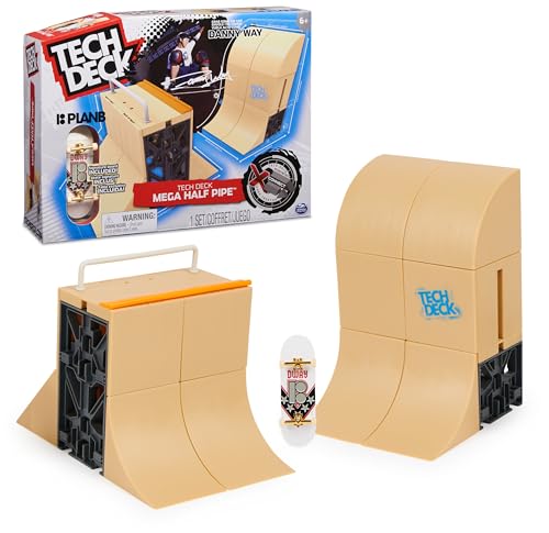 Tech Deck, Danny Way Mega Half Pipe X-Connect Park Creator, anpassbares Rampenset mit besonderem Plan B Fingerboard, Kinderspielzeug für Jungen und Mädchen