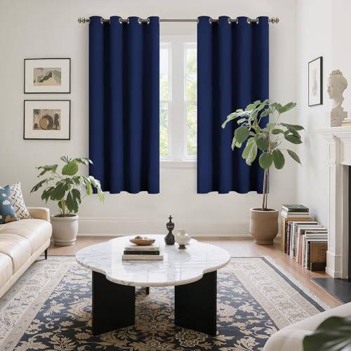 Image of YoungsTex Navy Blackout Curtains 63 Inch Length for Kids Bedroom Thermal Insulated with Grommet Room Darkening Window Drapes for Living Room, 2 Panels, 52 x 63 Inch