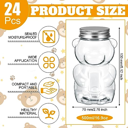 Mumufy 24 Pcs Bear Plastic Jar Empty Bear Shaped Bottle Large Capacity Candy Milk Tea Drinks Container for Making Candy Gifts DIY Decoration(17 oz) by Mumufy - Image 2