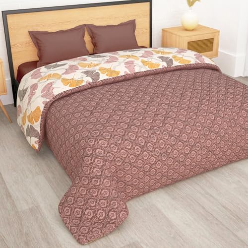 Image of Comforter Double Bed Blankets for Winter| 180GSM Microfiber 220 x250 cm Quilt Cooling Blankets for Summer | AC Comforter Double Bed | Light Grey & Stripes Pattern Reversible Design Duvet