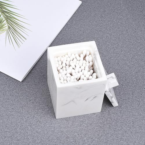 Caja para hisopos efecto mármol para tocadores y dormitorios 7