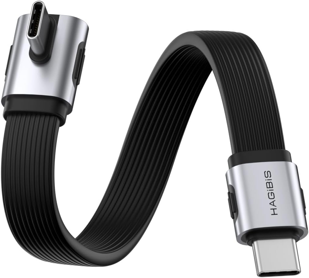 USB4 Cable, Vertical 90 Degree 80Gbps Data Transfer, 240W Fast Charging USB-C Cable, 8K@60Hz USB 4 V2.0 Short Cable for iPhone 17 16 15 Pro Max, iPad Pro, Thunderbolt 5/4