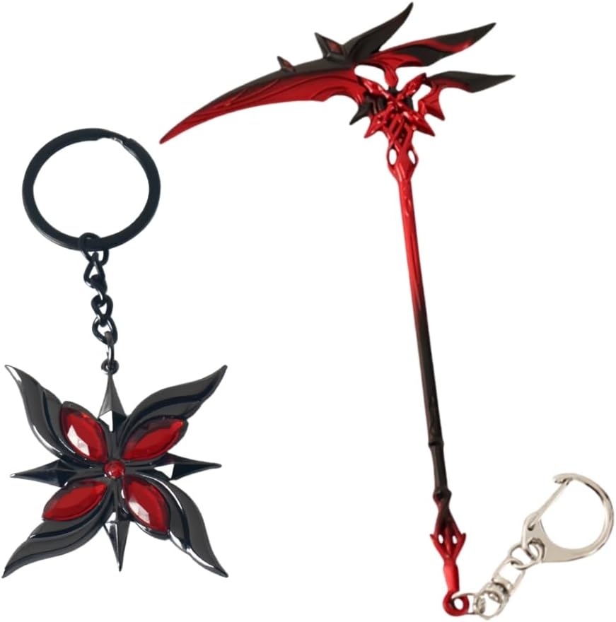 2PCS Keychain Set 5-Star Weapons for Game Cosplay Prop Key chain, Metal Collectible Desk Decoration