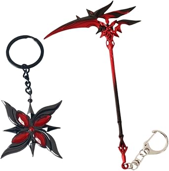 2PCS Keychain Set 5-Star Weapons for Game Cosplay Prop Key chain, Metal Collectible Desk Decoration