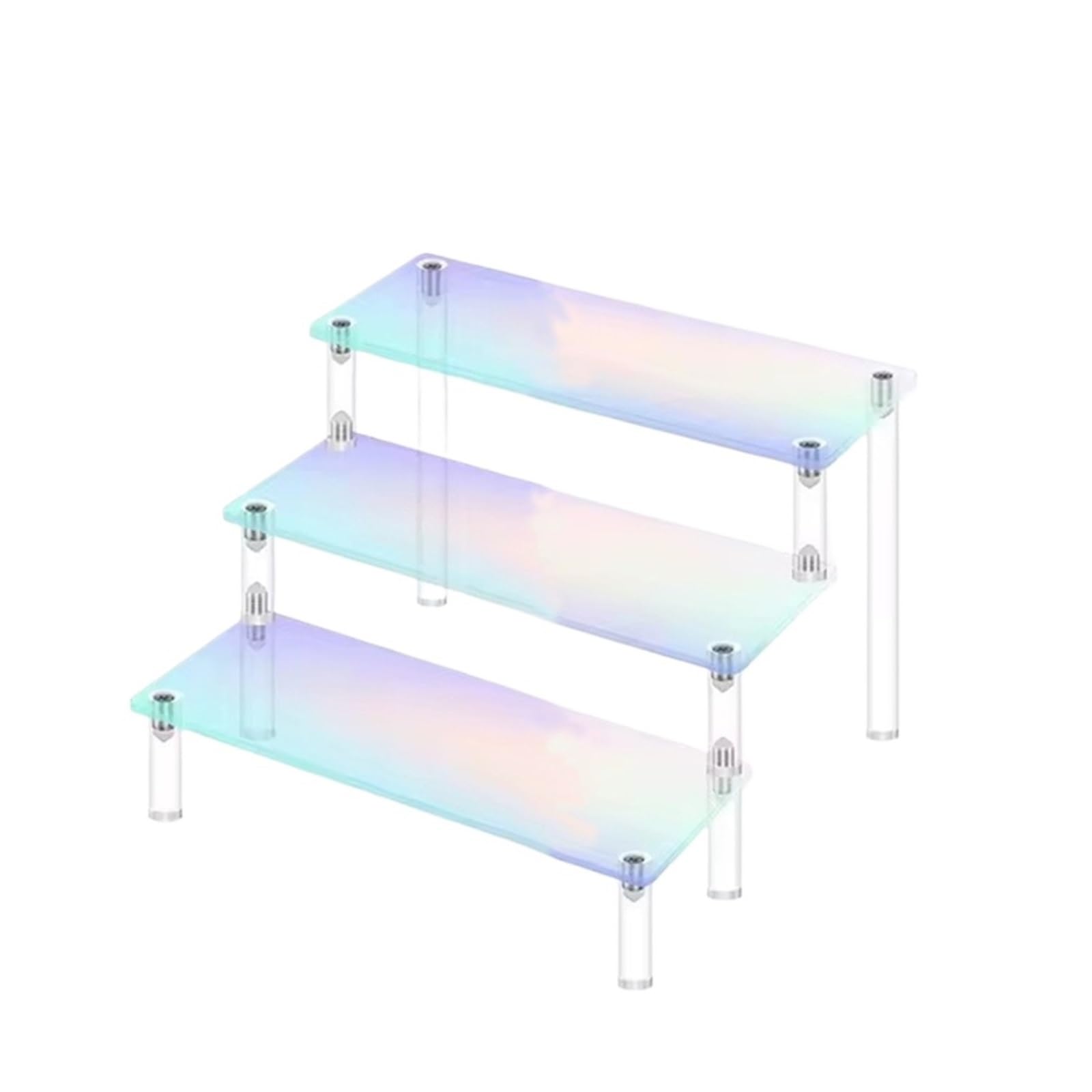 QuxetlRyz Perfume Organiser Display Risers 1-5 Tier Iridescent Display Risers Stand Shelf for Figures Collectibles Cupcakes Perfumes Jewel Decorating & Organizing(20cm 3 layers)