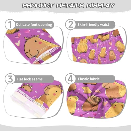 Heart Capybara Purple Girls Leggings Soft Stretch Workout Yoga Dance Pants for Kids Casual Tights3