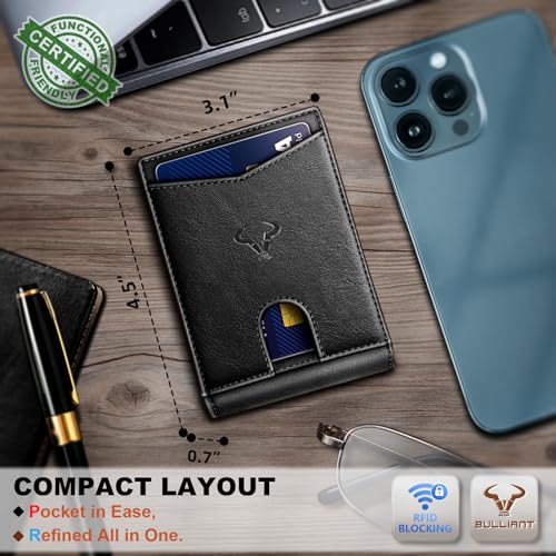 Image of BULLIANT Men Slim Leather Pocket Wallet Bill Holder 11Cards-Genuine Leather | RFID Blocking | Easy Access | Gift Boxed