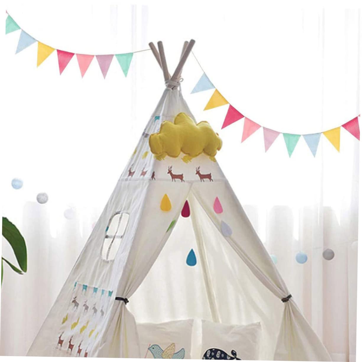OUNONA 3 Sätze Wimpel Ziehen Blume Feier Dekorationen Festival Ammer Banner Bunt Königlich Hochzeitsbanner Hochzeitsdeko Jäten Dreieck Girlande Ammer Hanfimitat Colorful 4 Stück * 3