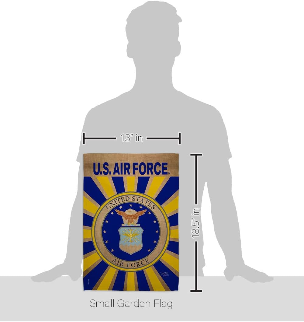 Breeze Decor Air Garden Flag Set Wall Holder Armed Forces USAF United State American Military Veteran Retire Official House Decoration Banner Small Yard Gift Double-Sided, 13"x 18.5", Made in USA
