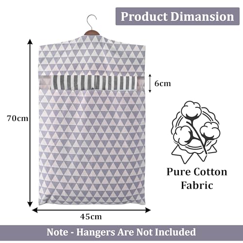 Image of Kuber Industries 2 Pcs Almirah Clothes Packing Bags | Hanging Clothes Cover for T-Shirts, Pants, Shirts, Salwar Suit | Dress Organizer for WardrobeTravel with Zip | Printed - Black & Grey