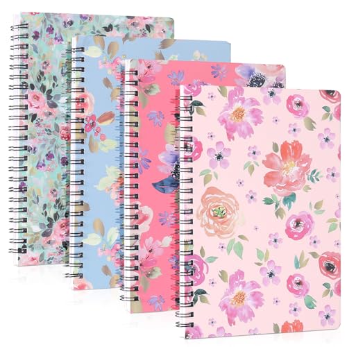 Zuimei Lot de 4 Carnets à spirale A5, reliés, couverture rigide, 160 pages, carnet ligné à couverture rigide, joli bloc-notes, carnet imperméable pour filles, étudiantes, fournitures de bureau et