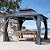 Raysfung 10 X 10ft Hardtop Gazebo, Galvanized Steel Double Roof Gazebo with Nettings and Curtain Outdoor Aluminum Frame Vertical Stripes Roof Permanent for Patio, Backyard, Lawns