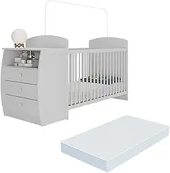 Berço Cômoda Multifuncional Colinho de mãe com colchão incluso Multimóveis Branco