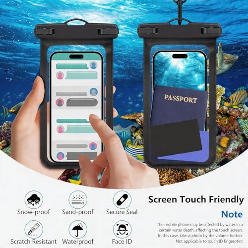 2Pack 7-Inch Phone Pouch – Compatible con iPhone 16 Pro, 15, 14, 13, 12, 11 Pro Max, XS, Plus; Bolsas Secas para Buceo, Natación y Actividades en la Playa blanco miniatura 6