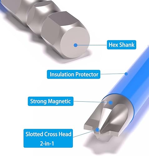 Miniatura 2 de Saipe Juego de puntas de destornillador Phillips de cabeza cruzada magnética especial plana ranurada para electricista PH2 Bit 14 pulgadas hexagonal