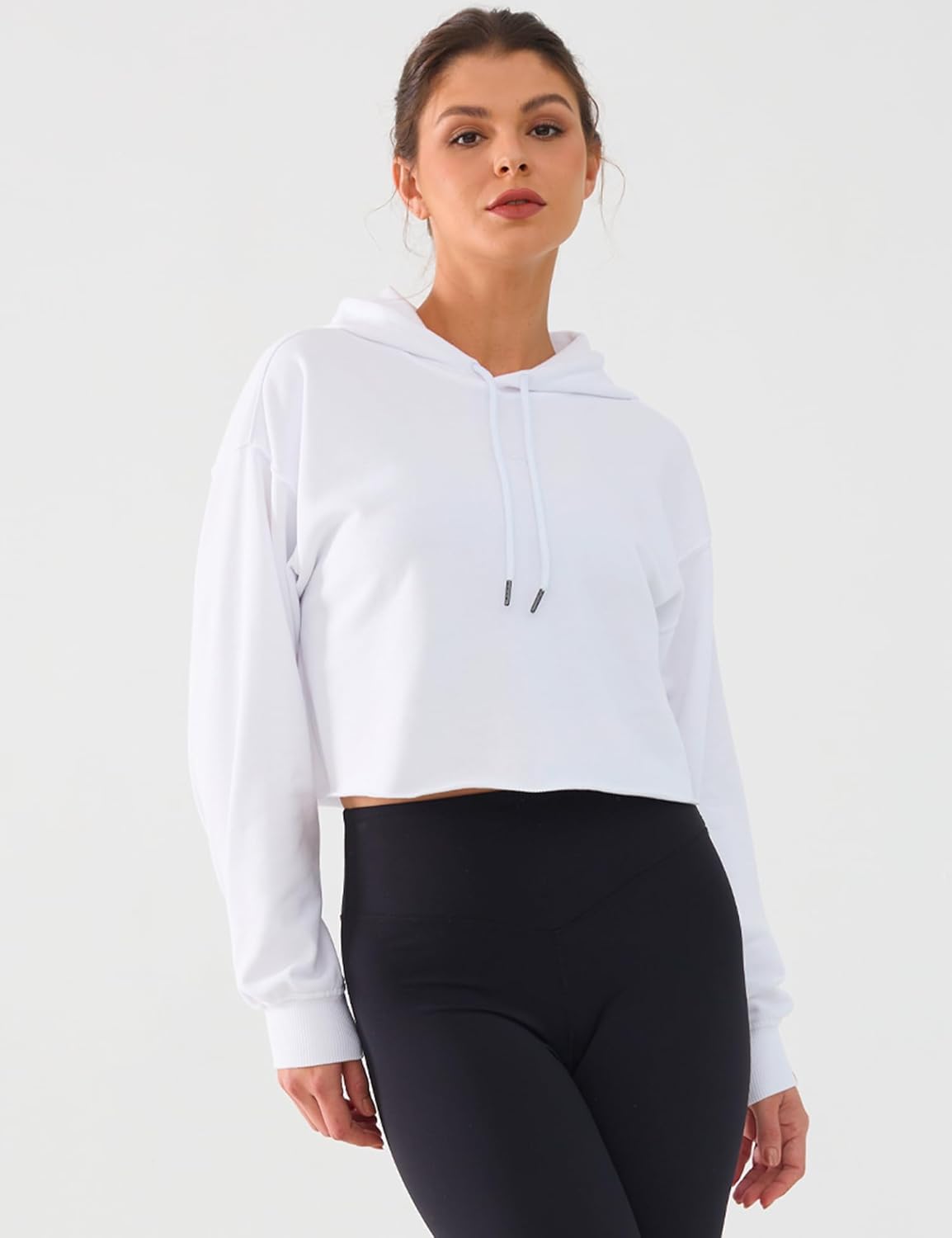 DITOK Womens Cropped Hoodie Sweatshirt Oversize Long Sleeve Loose Hoodies Ladies Drop Shoulder Pullover Casual Athletic - Image 2