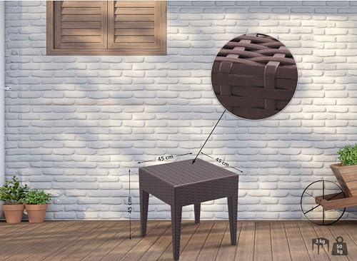 CLP Gartentisch Miami 45x45cm - Stapelbarer Beistelltisch In Rattan-Optik Dunkelgrau