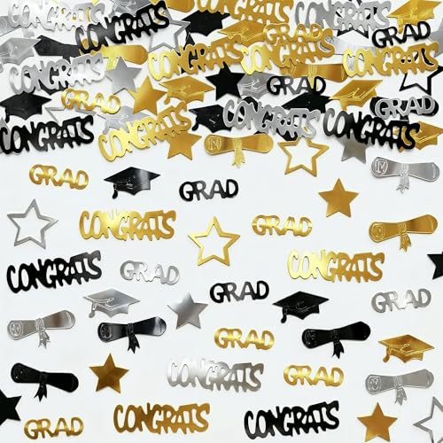 Image of Graduation Decorations 2026 - Pack of 1000, Black and Gold Congrats Grad Graduation Confetti 2026 | Grad Confetti Class of 2026 for Grad, Graduation Party Decorations, KatchOn