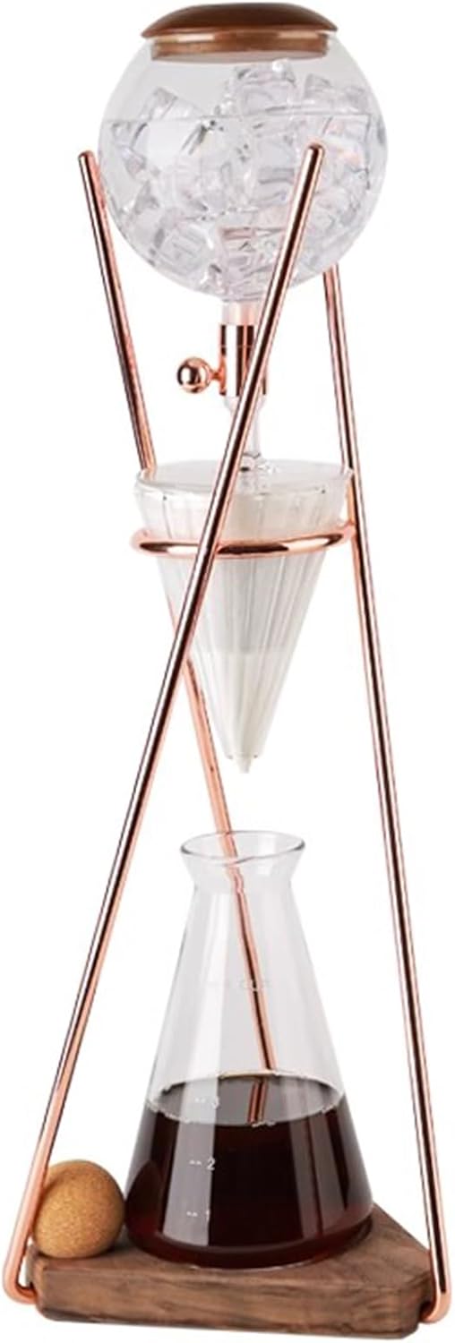 Cold Brew Drip Tower, Ice Coffee Maker, with Slow Drip Technology, Stainless Steel Frame and 500ml Borosilicate Glass Pot, for Coffee Lover, Makes 3-5 Cups