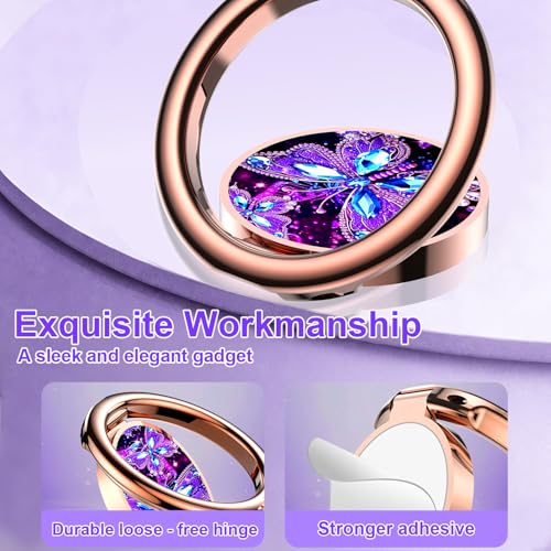 Image of Magnetic Phone Ring Holder for MagSafe Grip,[Super Magnet],Stylish 360 Rotation Cell Phone Grip Stand Finger Ring Kickstand for iPhone 17 16 15 14 Pro Max,iPad and Smartphones,Butterfly