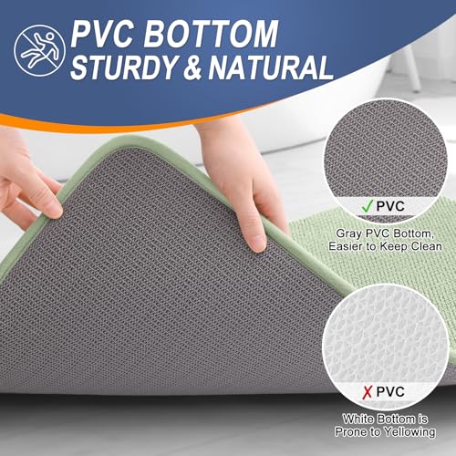 Image of OLANLY Thick Memory Foam Bathroom Runner Rugs 59x20, Extra Soft Absorbent Long Bath Rug, Quick Dry, Non-Slip, Machine Washable Bath Mat for Bathroom, Tub and Shower, Home Decor Accessories, Sage Green