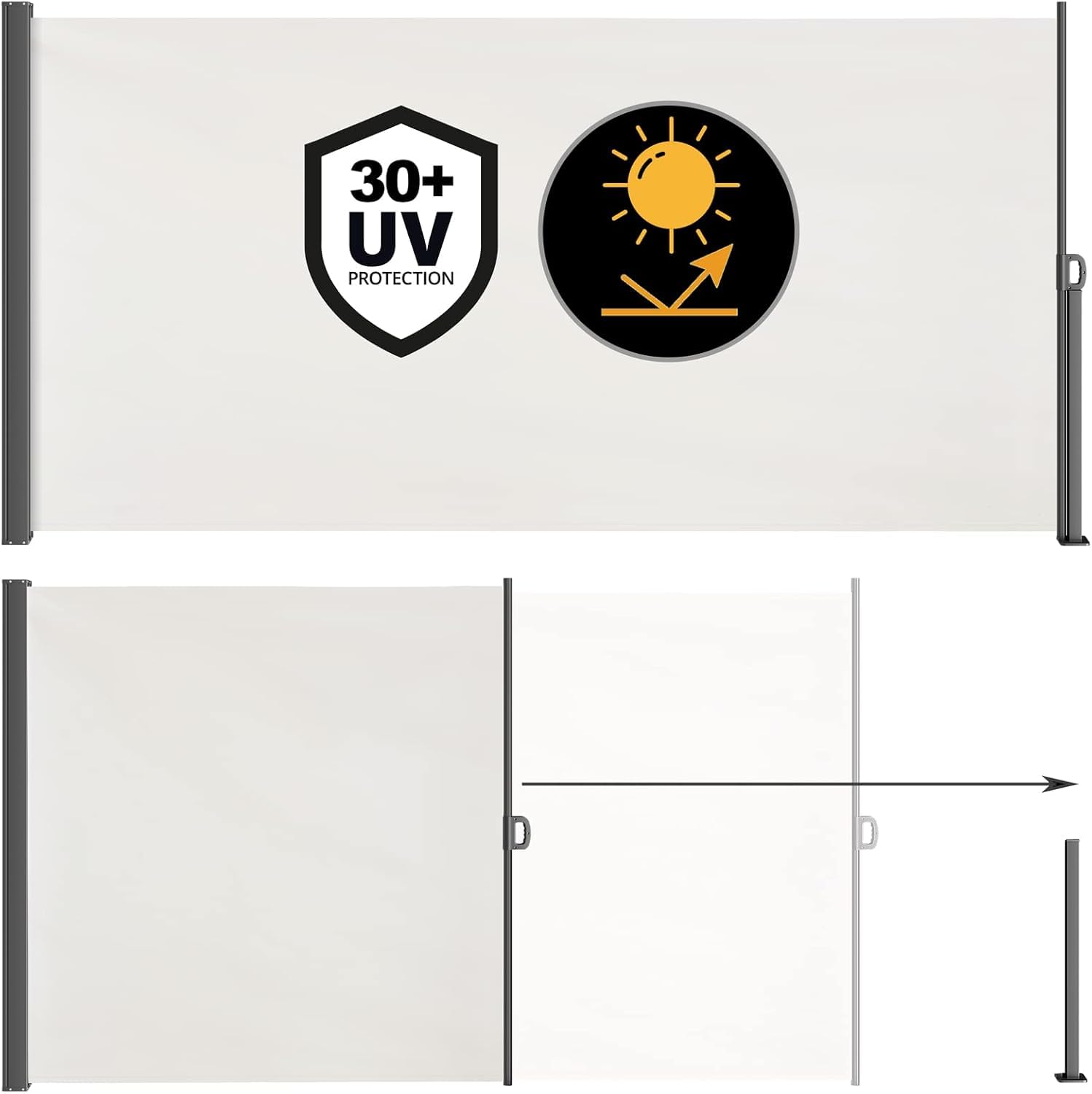 Casaria® Paravent extérieur rétractable 180x300cm Brise-Vue crème Auvent Opaque Store latéral Balcon Jardin