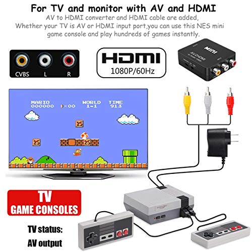 Retro game console, AV and HDMI HD Output - NES Console with Built-in 620 NES Classic Edition Retro Games and 2 Controller.Supporting & TV Connection,-Double bond - Thumbnail 2
