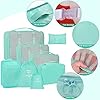 8 Set Packing Cubes for Suitcases, kingdalux Blue Travel Luggage Packing Organizers with Laundry Bag, Compression Storage Shoe Bag, Clothing Underwear Bag, for Women & Man