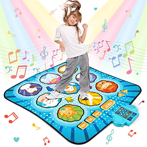 Alfombras de Baile para Niños, 103 x 87 cm Alfombrilla de Baile Musical con Luces LED, Música incorporada, 9 Botones...