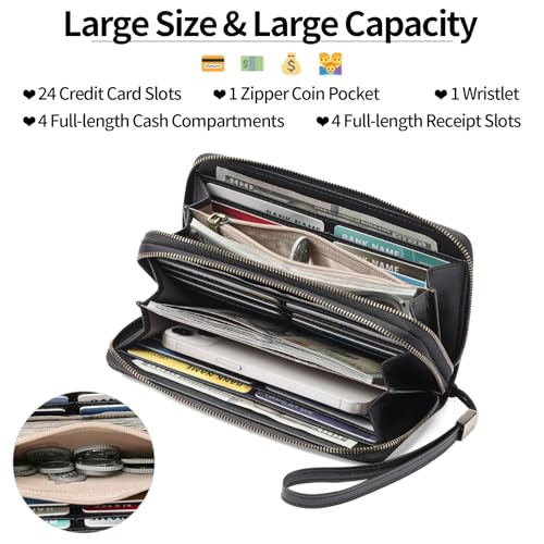 Image of GAEKEAO RFID Leather Wristlet Wallet for Women with Grip Strap
