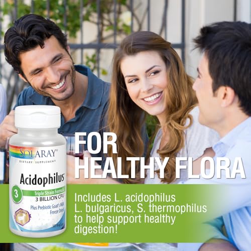 Image of SOLARAY Acidophilus 3 Strain Probiotic & Prebiotic Goats Milk | 3 Billion CFU & Freeze Dried | 50 VegCaps