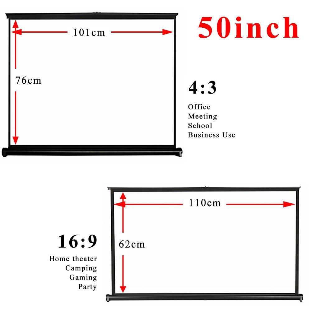 Projector Screen Da Tavolo Manuale Pull Up 20 30 40 50 Pollici Schermo Di Proiezione Avvolgibile Telo Videoproiettore Per Ufficio Scuola(50inch (16:9))