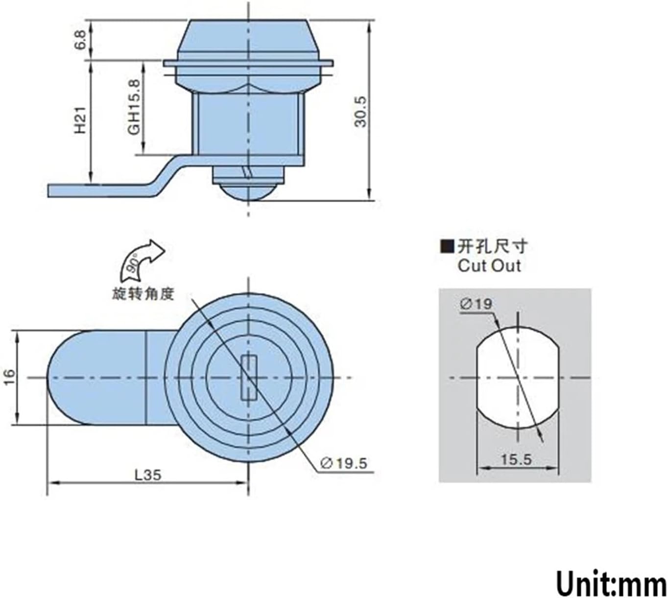 Round Cinet Cam Lock for Home Drawer Strorage-Box Gym Locker Hardware Rarelock MMS500 G 1Pcs