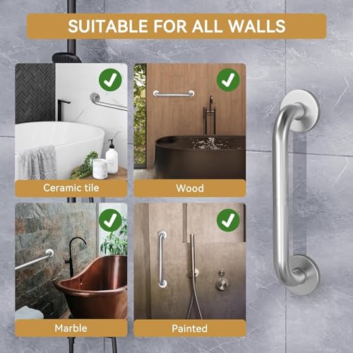 Image of Stainless Steel Wall Mounted Grab Bar, Towel Bar, Bathtub Rails, Safety Hand Support Balance Handle Bars, Bathroom Accessories for Home, Hotel (Chrome Finishing, Pack of 1)