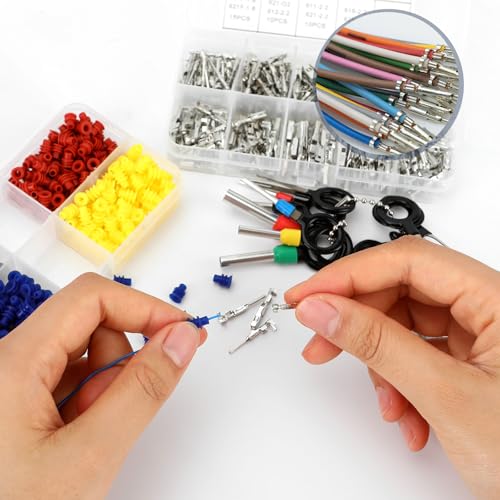 Steckverbinder Pins Kit Kfz Stecker Automobil Auto Elektrik1/1,5/1,8/2,2/2,3/2,5/2,8/3,5mm Gecrimpter Anschlussstift Kfz Elektrik Set Motorrad ATV Draht NI für Autos Motorräder Lkws Boote