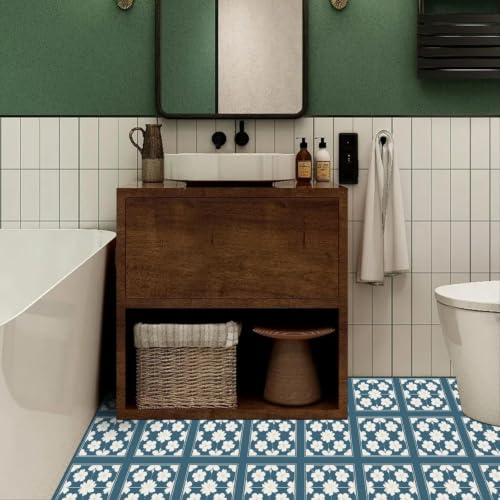 Image of Moroccan Tile Stickers | Waterproof Self Adhesive Peel & Stick Tile Decals for Kitchen Backsplash, Bathroom Wall, Floor, Furniture & Glass (6x6 Inch, Design 4, 40 Pic)