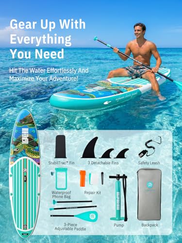Image of Niphean Inflatable Stand Up Paddle Board with SUP Accessories, Anti-Slip EVA Deck, 10'6'' Inflatable Paddle Boards for Adults & Youth of All Skill Levels