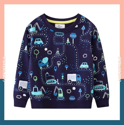 Boys Sweatshirts Casual Sweatshirts Cotton Sweatshirts Long Sleeve T-shirts Crew Neck Cartoon Tops for Boys-6733