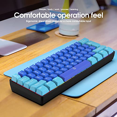 Image of Snpurdiri 60% Wired Gaming Keyboard, RGB Ultra-Compact Mini Keyboard, Waterproof Mechanical Feeling Small Keyboard for PC /Mac Gamer, Typist, Travel, Easy to Carry on Business Trip (Wathet-Blue)