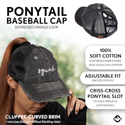 Image of Funky Junque Womens Baseball Cap Dad Hat Ponytail Messy Bun Trucker Ponycap