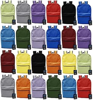 24 Pack Backpack , Bulk 17 inch Lightweight Student Outdoor Travel School Book Bag (Assorted)