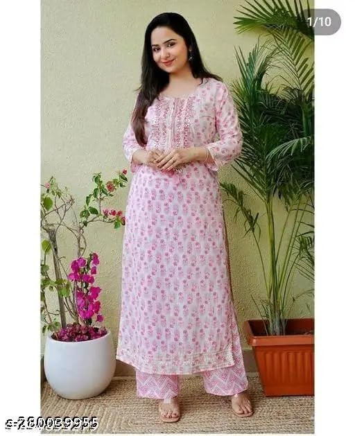Image of Women Printed Cotton Rayon Kurti | Stylish A-Line Casual & Office Wear Kurta for Women | 3 /4 Sleeve | PF20